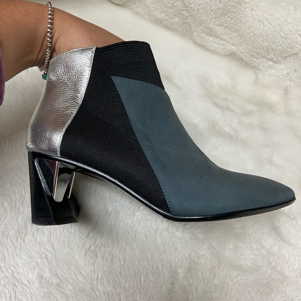United Nude Zink Mid Boots Black Silvery Blue Grey Metallic size 6